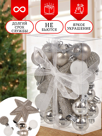 Набор елочных украшений 30 шт, микс, SYQC-0122095