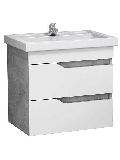 Тумба ЯМебель, Лотос 60 (Фостер 60), DB2,565*384*520мм,бетон, подвесная, натуральный/белая, 00-00011585