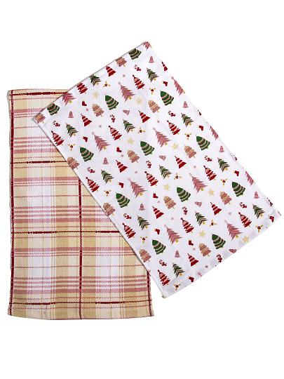 Набор полотенец кухонных 2 шт, 100% хлопок, Василиса, Еловый хоровод, Китай