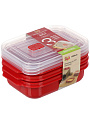 Контейнер пищевой пластик, 1.3 л, 22.5х15.5х6.5 см, 3 шт, красный, прямоугольный, с клапаном, DDStyle, 31244 - фото 6