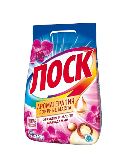 Стиральный порошок Лоск, 4.05 кг, автомат, универсальный, Арома Орхидея и масло Макадамии