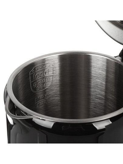 Чайник электрический Sakura, SA-2179DBK, черный, 1.7 л, 2200 Вт, скрытый нагревательный элемент, нержавеющая сталь, пластик