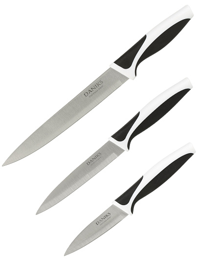 Набор ножей 3 предмета, блистер, нержавеющая сталь, рукоятка пластик, Daniks, HouseLoft, YW-A205
