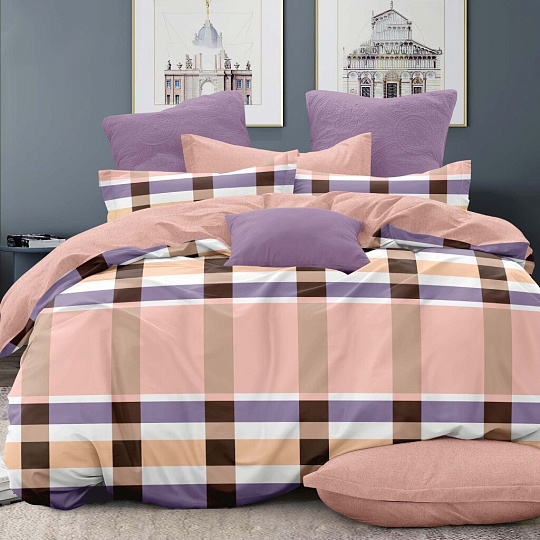 Постельное белье 1.5-спальное, простыня 150х215 см, 2 наволочки 70х70 см, пододеяльник 145х215 см, Love&amp;Live, поплин, 28368