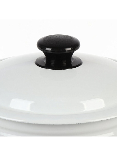 Кастрюля эмалированная сталь, 4 л, крышка сталь, цилиндрическая, Керченский металлургический завод, Вишневый сад, 41704-142/6-У4, белая