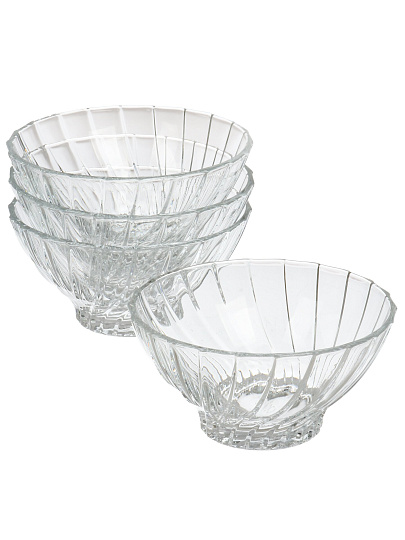 Салатник стекло, круглый, 4 шт, 13.8х6.7 см, 0.455 л, Букет, Pasabahce, 530024B