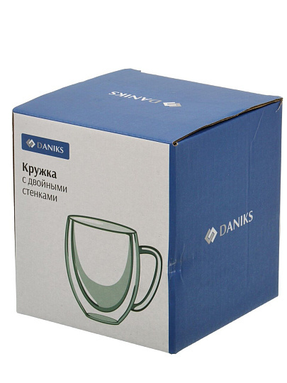 Кружка стекло, 320 мл, 8.5х11.5 см, Елочка, двойные стенки, Daniks