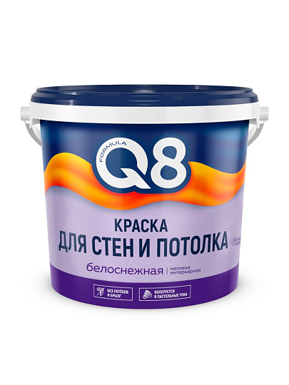 Краска водно-дисперсионная, Formula Q8, акриловая, интерьерная, матовая, 1.4 кг
