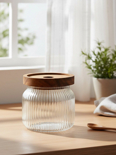 Банка для сыпучих продуктов, стекло, 350 мл, с крышкой, Barouge, Glass Honey Jar, BC-013