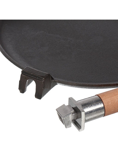 Блинница чугун, 24 см, Гардарика, 0824, съемная ручка, деревянная ручка, индукция