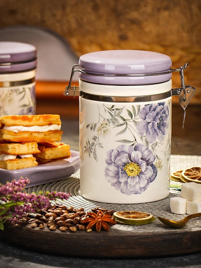 Банка для сыпучих продуктов, доломит, 0.55 л, с крышкой, Daniks, Флорина