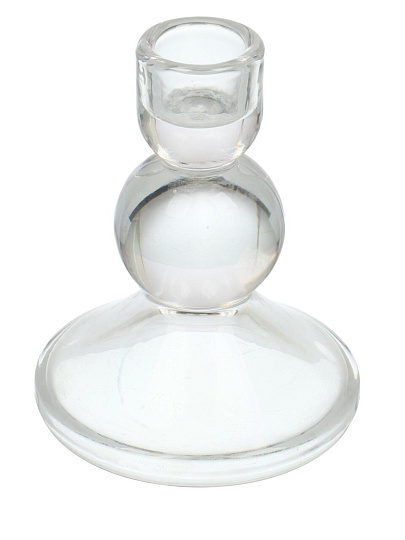 Подсвечник стекло, 1 свеча, 8.5х11 см, прозрачный, Шар, A020333