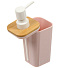 Дозатор для жидкого мыла, Бамбук, пластик, 7.3х7.3х17 см, пудровый, PS0107YA-LD - фото 3