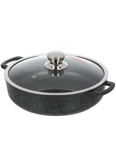 Жаровня алюминий, 28 см, 3.5 л, антипригарное покрытие, Горница, Induction Гранит, Иж2832аг, с крышкой, индукция