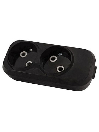 Корпус удлинителя 2 гнезда, 2 полюса, без заземления, 10 А, черный, TDM Electric, Народная