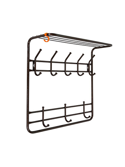 Вешалка настенная 8 крючков, 2-х ярусная, с полкой, 60х22х58 см, ЗМИ, ВСП 8, черная