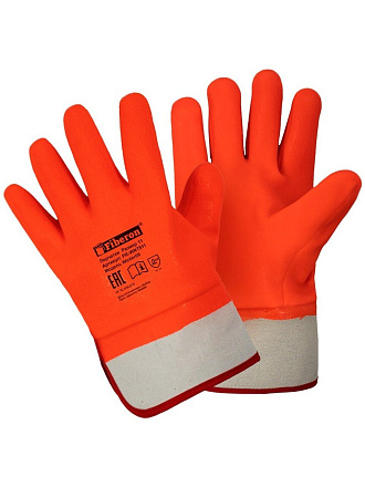 Перчатки хлопок, флис, ПВХ покрытие, без рисунка, красная основа, утепленные, Winter05, Fiberon, европодвес
