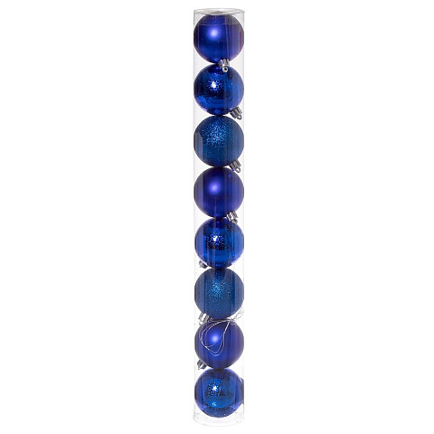 Елочный шар 8 шт, синий, 6 см, пластик, SYCBF817-200B