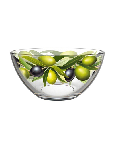 Салатник стекло, круглый, 16х8 см, 0.7 л, Оливки, Декостек, 425/1-Д