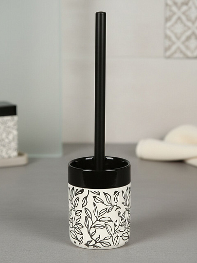 Ерш для туалета Черно-белый, напольный, 9.2x12.3/36.1 см, керамика, BCE1160AA-TOH