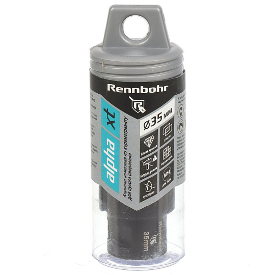 Коронка алмазная, по керамограниту, Rennbohr, Alpha XT, М14, диаметр 35 мм, сухой рез, 776035