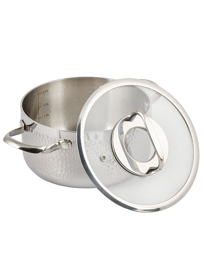 Кастрюля нерж, 2.4 л, с крыш, крыш стекло, Daniks, Навия, индукц, SD-0136-18