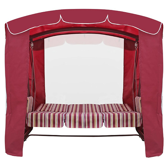 Качели садовые 3-местные, 232х130х185 см, 350 кг, Arno, Элит Люкс, раскладываются в кровать, с москитной сеткой, бордовые, 2016-КД-41/Л, металл