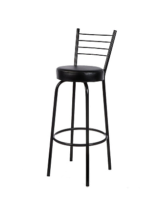 Стул 550х495х1035 мм, барный, черный/черный, сиденье круглое, винилискожа, Модуль, Марко