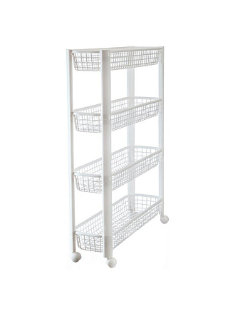 Полка универсальная, пластик, 4 секции, 58.5х18х78.8 см, на колесах, белая, Idea, М 2719