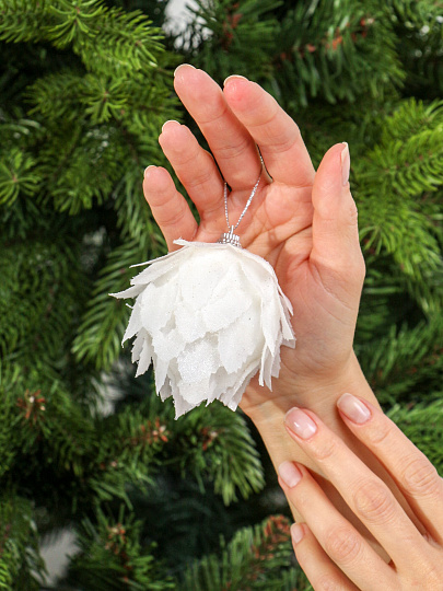 Елочный шар Шишка, 4 шт, белый, 7 см, пластик, SYPMA-1120146