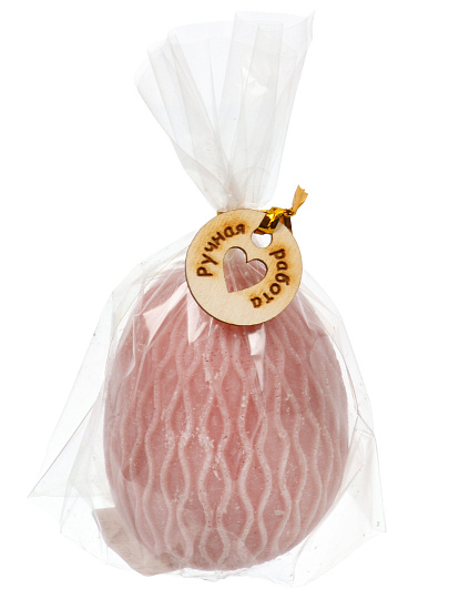 Свеча декоративная 7.6х6.7 см, пыльная роза, Яйцо, принт зигзаги, 28 3133 0003