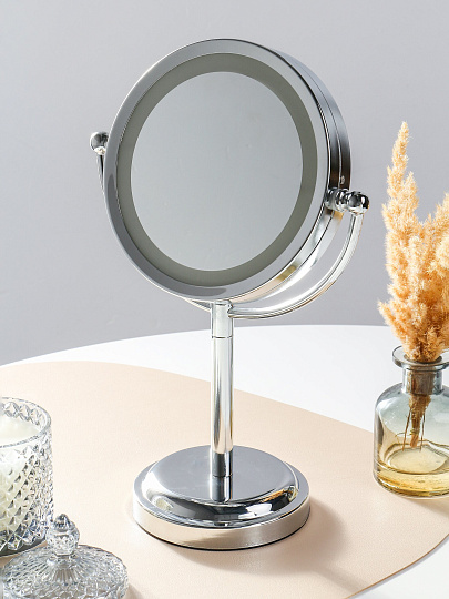 Зеркало настольное, 37х22х20 см, круглое, с подсветкой, Y4-11330