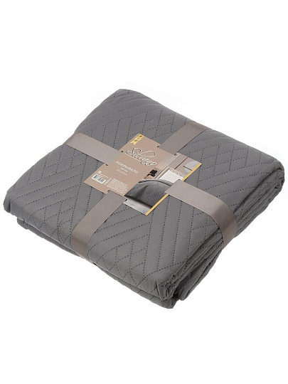Покрывало евро, 220х240 см, 100% полиэстер, стеганое, Silvano, Сетка, темно-серое