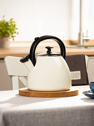 Чайник сталь, эмалированное покрытие, 2.8 л, со свистком, Daniks, Lino, индукция