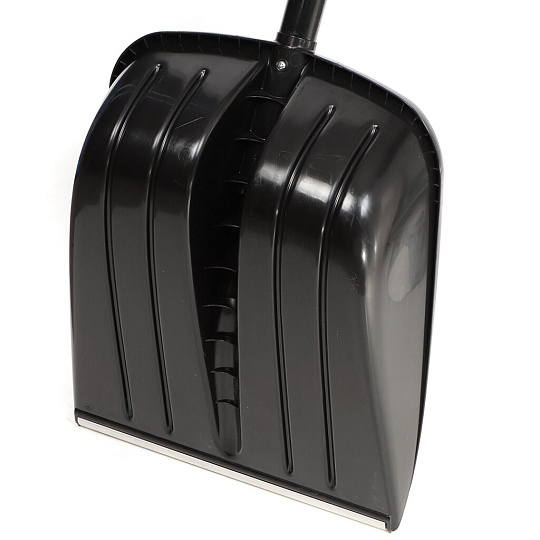 Лопата для снега пластик, с алюминиевой планкой, 450х355х1330 мм, черенок деревянный, Fiskars, Solid, 1026794