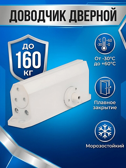 Доводчик дверной Apecs, DC-20.6/1400/160-A1-W, -30°C + 60 °C, 160 кг, белый