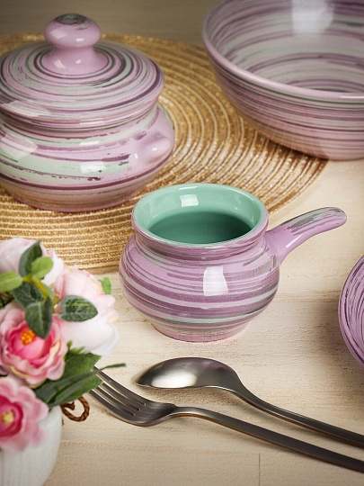 Кокотница керамика, 7 см, 0.25 л, круглая, Борисовская керамика, Лаванда Новарусса, ЛАВ00014325