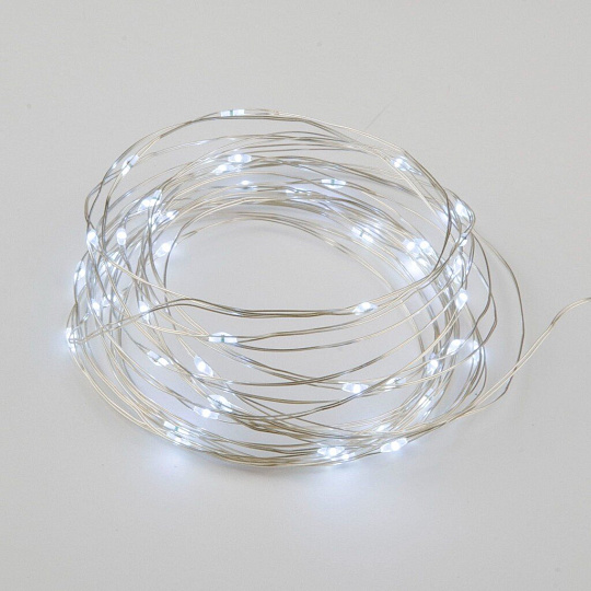 Гирлянда светодиодная 20 ламп, 2 м, 1 режим, Роса, Uniel, свет белый, прозрачная, в помещении, на батарейках, UL-00010902