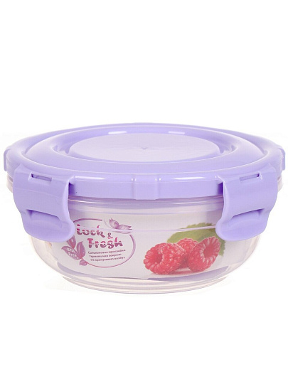 Контейнер пищевой пластик, 0.4 л, 13.2х13.2х6.8 см, круглый, воздухонепроницаемый, DDStyle, 30501