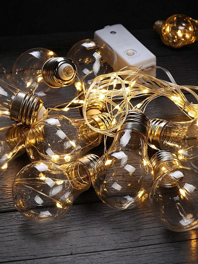 Гирлянда 50 ламп, 5 м, 1 режим, Лампочки, теплый белый свет, прозрачная, в помещении, сетевая, LED, Y4-7533