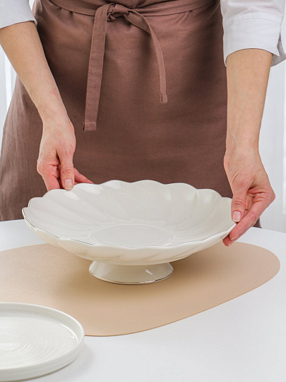 Ваза для фруктов, фарфор, на ножке, 30.5 см, Bonjart, Золотая линия, ТМ Глория, 202483