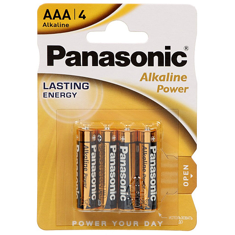 Батарейка Panasonic, ААА (LR03, 24A), Alkaline Power, щелочная, 1.5 В, блистер, 4 шт