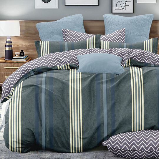 Постельное белье 2-спальное, простыня 180х215 см, 2 наволочки 70х70 см, пододеяльник 175х215 см, Love&amp;Live, поплин, 28412