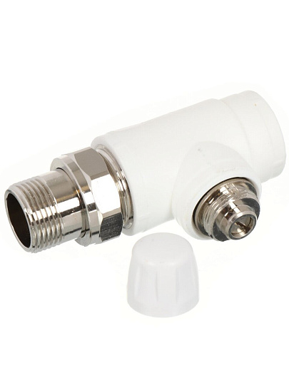 Клапан для радиатора настроечный прямой, полипропилен, d25х3/4&quot;, белый, РосТурПласт