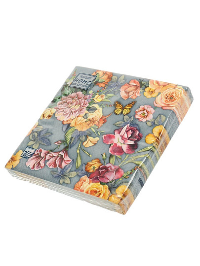Салфетки бумажные Home Collection Classic, Красивые цветы, 20 шт, 3 слоя, 33х33 см, 25333