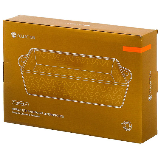 Форма для запекания и сервировки керамика, 37.5х23.5х6.5 см, прямоугольная, с ручками, зеленая, BY Collection, 826-356