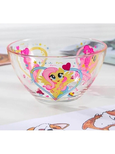 Набор детской посуды стекло, 3 шт, My Little Pony, кружка 250 мл, салатник 13 см, тарелка 19,5 см, MLPS3G-1