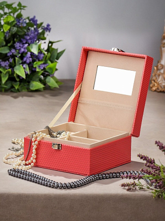 Шкатулка для украшений, искусственная кожа, 15х15х8 см, в ассортименте, Y3-1730