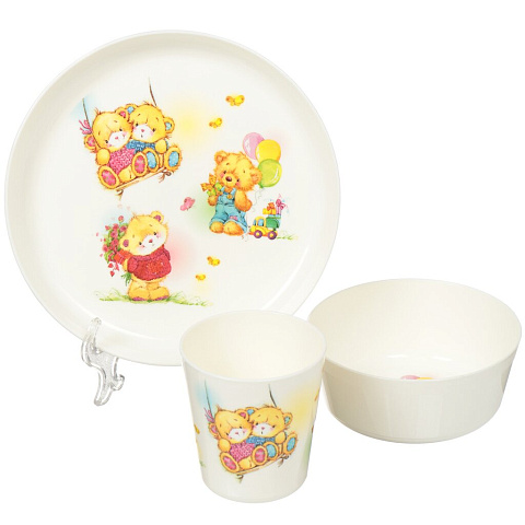 Набор детской посуды из пластика Little Angel Bears LA4115, 3 предмета (тарелка, миска, стакан)