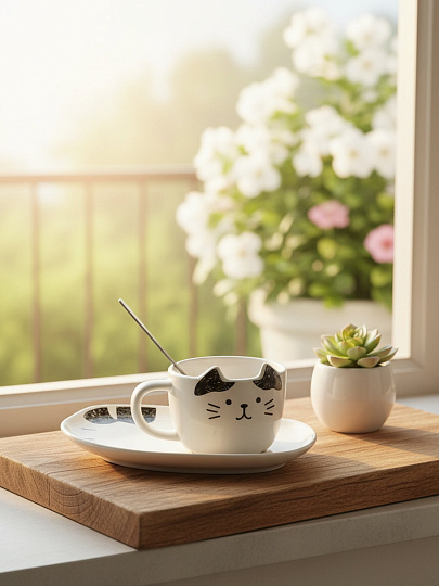 Чайная пара фарфор, 2 пр, 1 перс, 210 мл, Ушастики, В060866